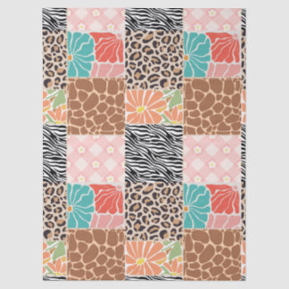 Trendy Patchwork Dierenprint & Bloemige Cadeautas Tissuepapier
