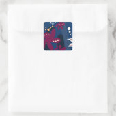 Trendy patroon accessoires, abstract blauw roze vierkante sticker (Tas)