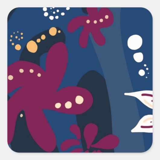 Trendy patroon accessoires, abstract blauw roze vierkante sticker (Voorkant)