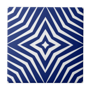 Trendy patroon met sterren wit en marineblauw M1 Tegeltje