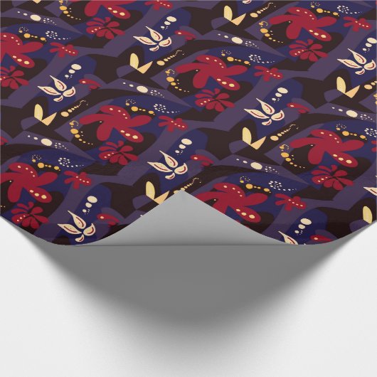 Trendy Pattern accessoires, zwart paars abstract Cadeaupapier (Hoek)