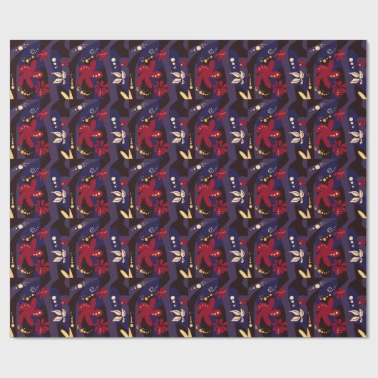 Trendy Pattern accessoires, zwart paars abstract Cadeaupapier (Vlak)
