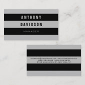 Trendy Pattern Grey Black Striped Visitekaartje (Voorkant / Achterkant)