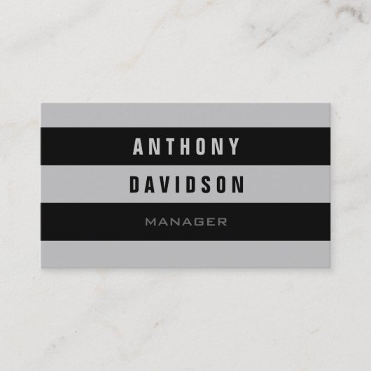 Trendy Pattern Grey Black Striped Visitekaartje (Voorkant)