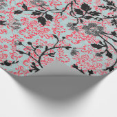 Trendy Pattern Red Turquoise Girly  Damask Cadeaupapier (Hoek)