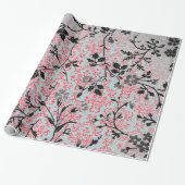 Trendy Pattern Red Turquoise Girly  Damask Cadeaupapier (Uitgerold)