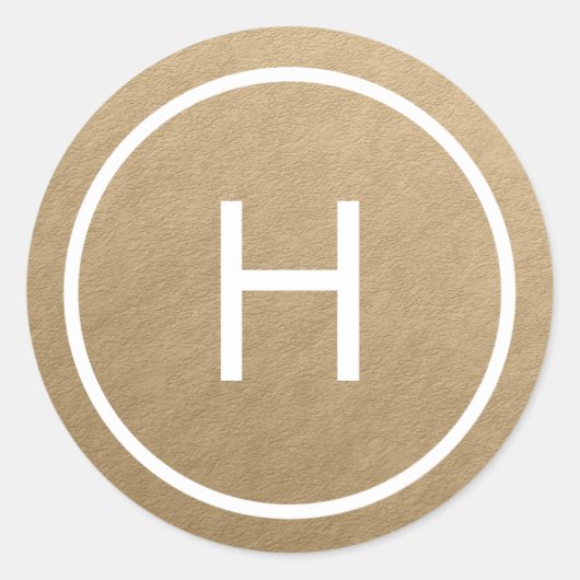 Trendy Peace Round Monogram Stickers - Goud (Voorkant)