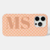 Trendy Peach Fuzz Check gepersonaliseerde Initiale Case-Mate iPhone Case (Achterkant (horizontaal))