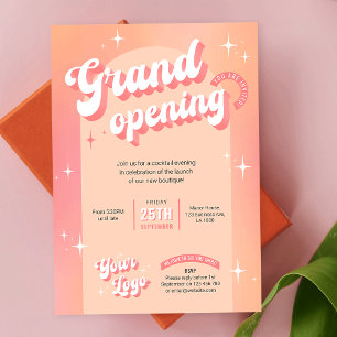Trendy Peach Pink Salon Spa Boutique Grand Opening Kaart