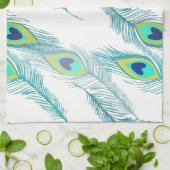 Trendy Peacock Feather Pattern Print Theedoek (Gevouwen)