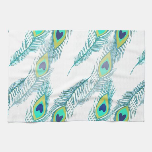 Trendy Peacock Feather Pattern Print Theedoek (Horizontaal)