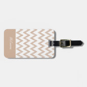 Trendy Pencil Tan Chevron Zigzags met naam Bagagelabel (Voorkant horizontaal)