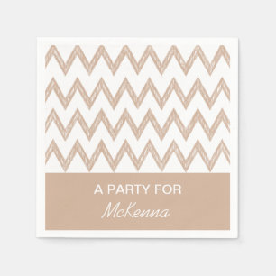 Trendy Pencil Tan Chevron Zigzags met naam Servet