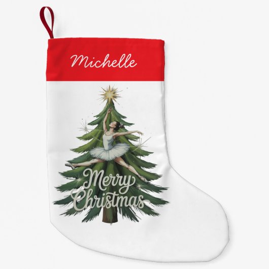 Trendy Personalized Ballerina Christmas Tree  Kleine Kerstsok (Voorkant)