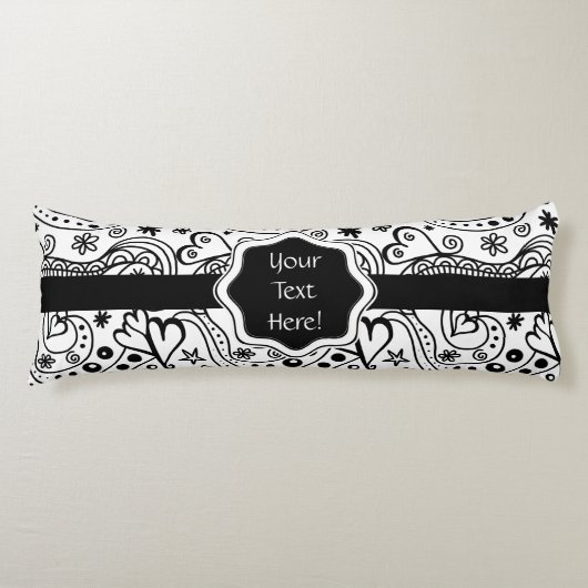 Trendy Personalized Hearts and Love Doodle Pattern Lichaamskussen (Voorkant)