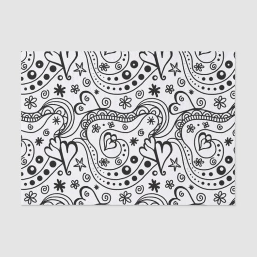 Trendy Personalized Hearts and Love Doodle Pattern Tissuepapier (Voorkant)
