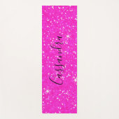 Trendy Personalized Hot Pink Glitter Yogamat (Voorkant)