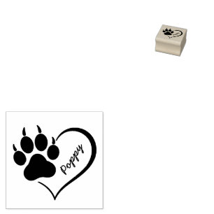 Trendy Persoonlijke Kat Huisdier Poot Hart Print   Rubberstempel