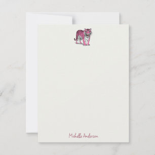 Trendy Persoonlijke Roze Tijger Briefpapier Notitiekaartje