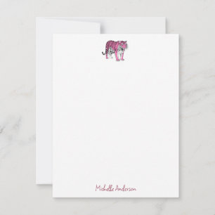 Trendy Persoonlijke Roze Tijger Briefpapier Notitiekaartje