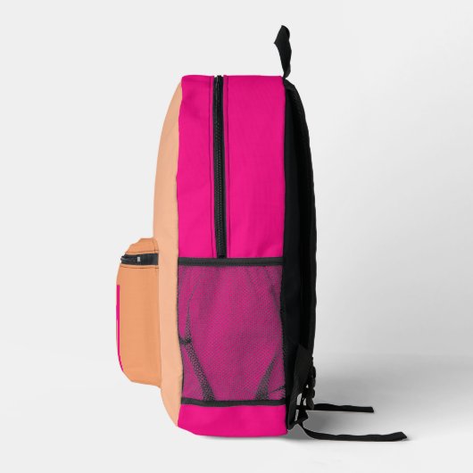 Trendy perzik en warm roze met Monogram naam Bedrukte Rugzak (Rechts)