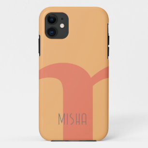 Trendy perzik roze monogram cadeau iPhone 11 hoesje