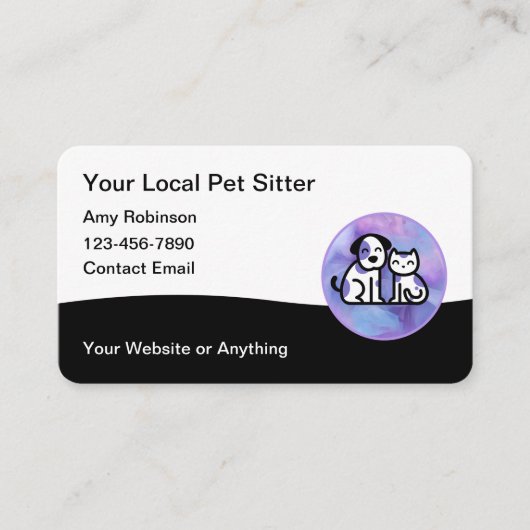 Trendy Pet Sitter Moderne Visitekaartjes (Voorkant)