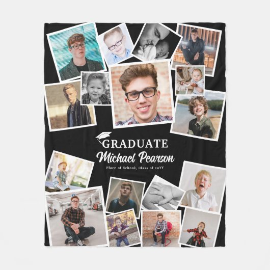 Trendy Photo Collage Afstuderen Keepomwille Gift Fleece Deken (Voorkant)