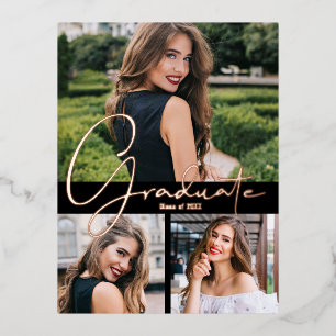 Trendy Photo Graduation Party Folie Uitnodiging Briefkaart