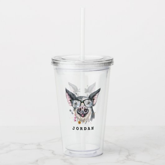 Trendy Pig | Jouw namen toevoegen Acryl Drinkbeker (Voorkant)