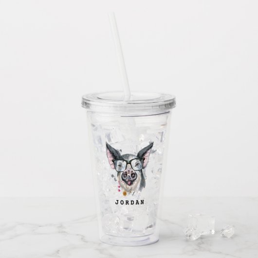 Trendy Pig | Jouw namen toevoegen Acryl Drinkbeker (Voorkant ijs)