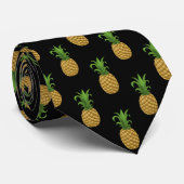 Trendy Pineappelpatroon op zwart Stropdas (Opgerold)
