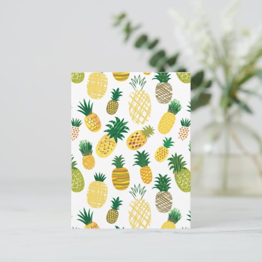 Trendy Pineapple Pattern Briefkaart (Staand voorkant)