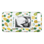 Trendy Pineapple Pattern | Foto en naam toevoegen Case-Mate iPhone Case (Achterkant (Horizontaal))