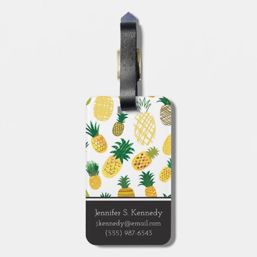 Trendy Pineapple Pattern | Jouw namen toevoegen Bagagelabel (Achterkant verticaal)