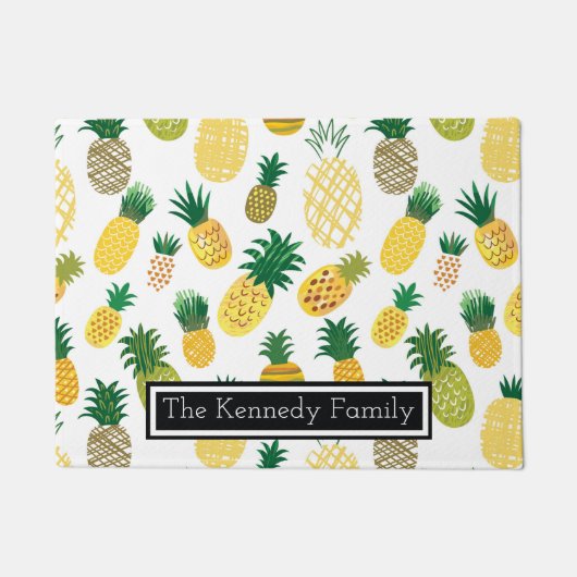 Trendy Pineapple Pattern | Jouw namen toevoegen Deurmat (Voorkant)