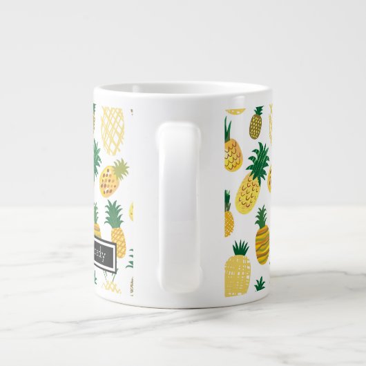 Trendy Pineapple Pattern | Jouw namen toevoegen Jumbo Beker (Achterkant)