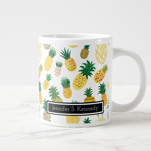 Trendy Pineapple Pattern | Jouw namen toevoegen Jumbo Beker (Rechts)