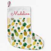 Trendy Pineapple Pattern | Jouw namen toevoegen Kleine Kerstsok (Voorkant)
