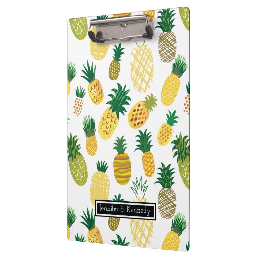 Trendy Pineapple Pattern | Jouw namen toevoegen Klembord (Links)