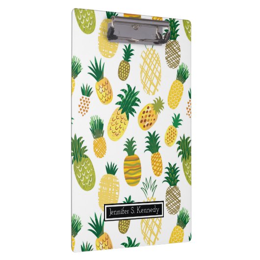 Trendy Pineapple Pattern | Jouw namen toevoegen Klembord (Rechts)
