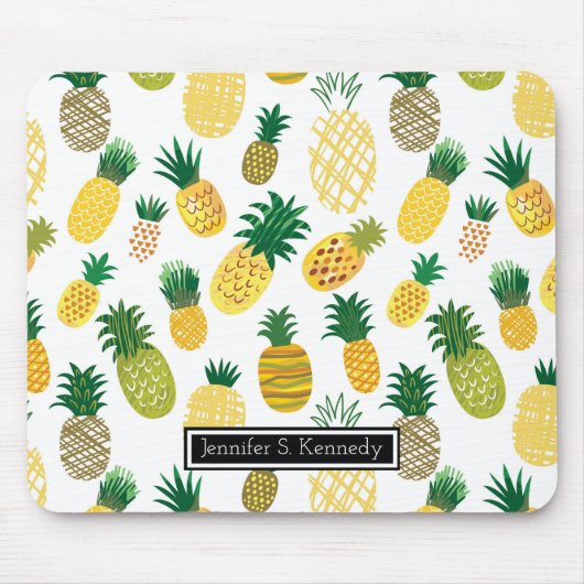 Trendy Pineapple Pattern | Jouw namen toevoegen Muismat (Voorkant)