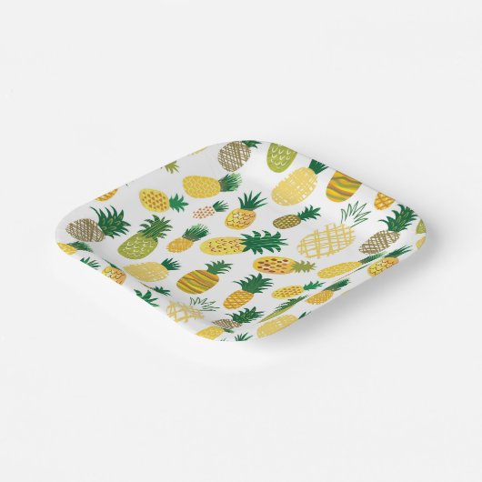 Trendy Pineapple Pattern Papieren Bordje (Gebogen)