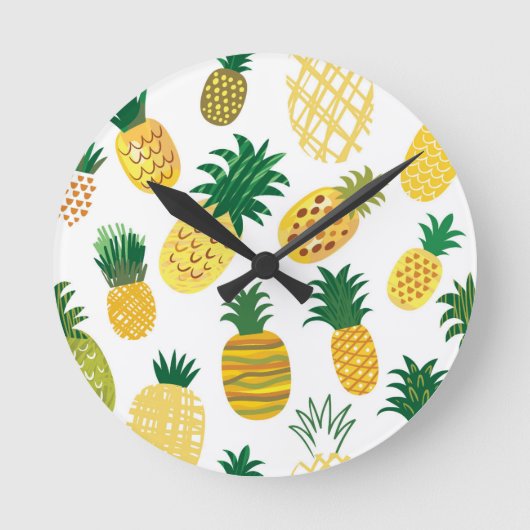 Trendy Pineapple Pattern Ronde Klok (Voorkant)
