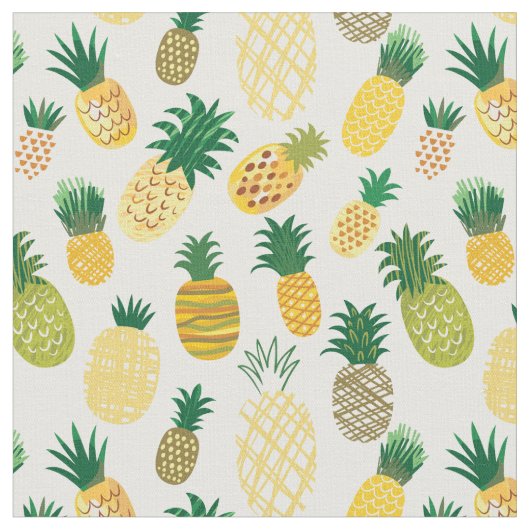 Trendy Pineapple Pattern Stof (Close Up)