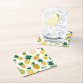 Trendy Pineapple Pattern Vierkante Kartonnen Onderzetter (Insitu)