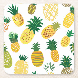 Trendy Pineapple Pattern Vierkante Kartonnen Onderzetter