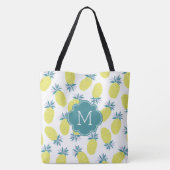 Trendy Pineapples Pattern Monogram Draagtas (Achterkant)