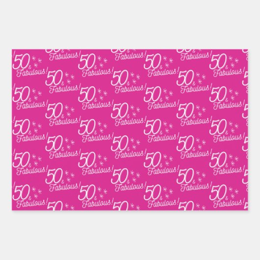 Trendy Pink 50 en geweldig Inpakpapier Vel (Voorkant 3)