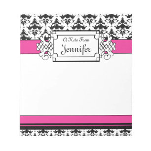 Trendy Pink and Black Girl's Personalized Notitieb Notitieblok